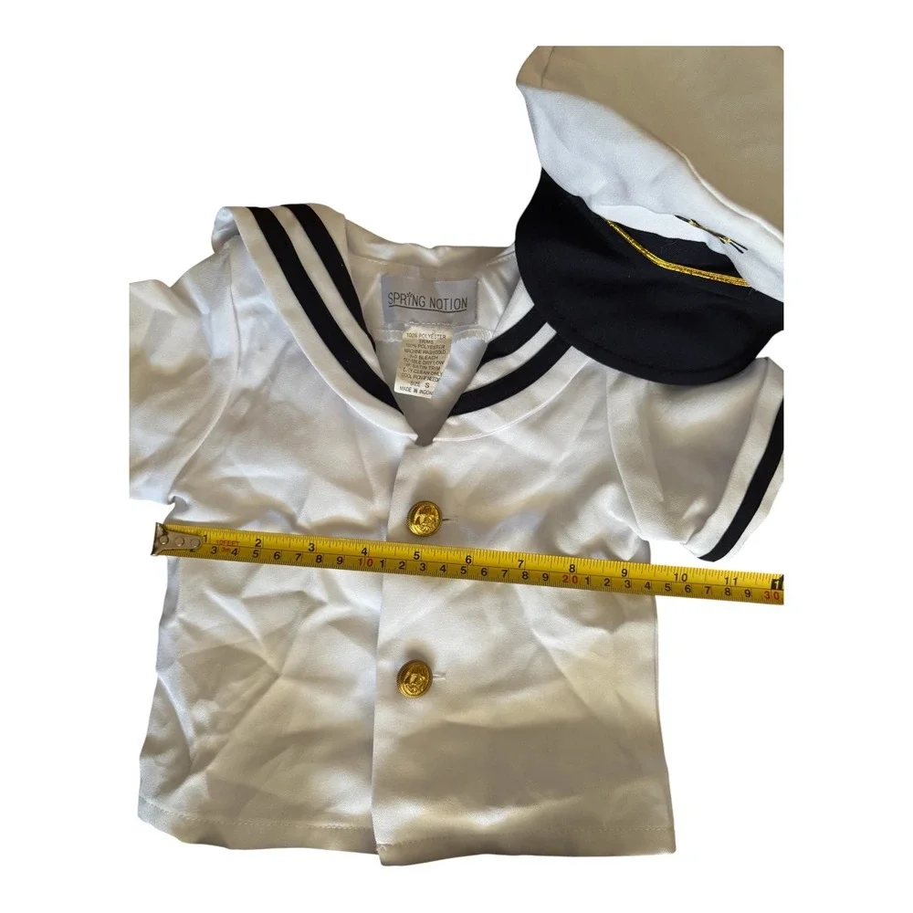 Spring Notion Boys Sailor Outfit Set White Navy Captain Hat Size S Small